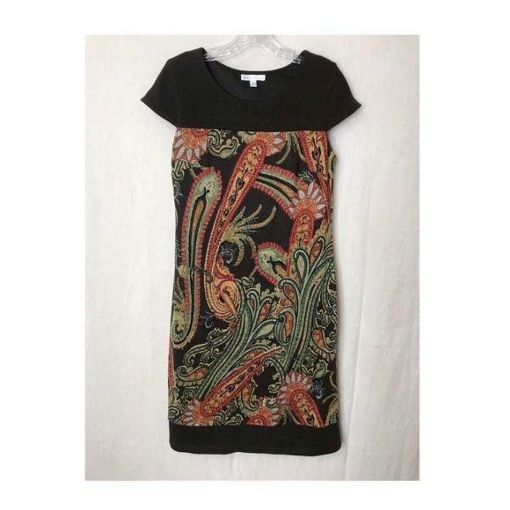 Sandra Darren Brown 6 Paisley Print Shift Dress